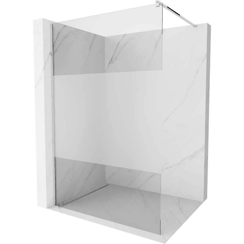 Mexen Kioto Duschwand Walk-in 80 x 200 cm, transparent/satiniert 8 mm, Chrom - 800-080-101-01-35