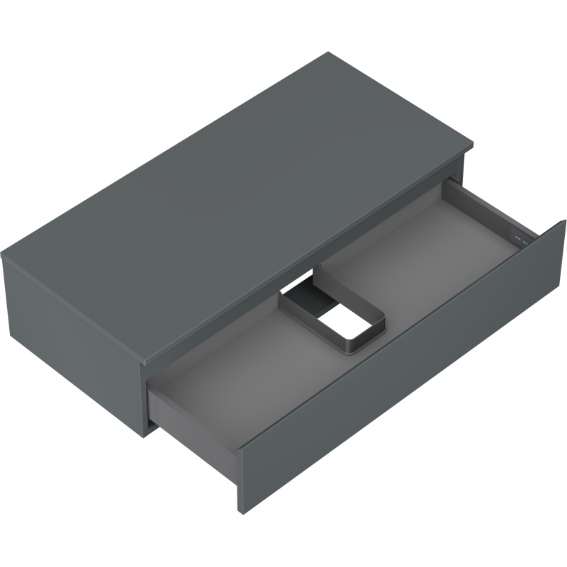Mexen Orio Badezimmerunterschrank 100 cm mit Platte, 1 Schublade, mattes Graphit - 91A10-10023-1-BFC66