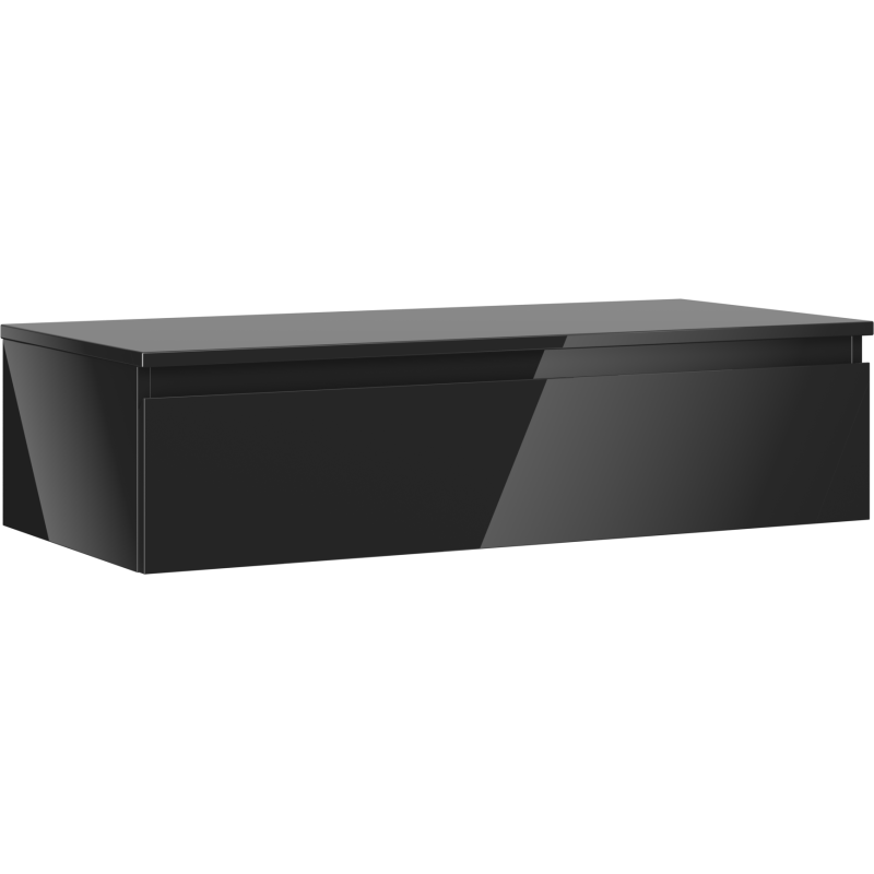 Mexen Orio Badezimmerschrank für Waschbecken 100 cm mit Arbeitsplatte, 1 Schublade, schwarz glänzend - 91A10-10023-1-BFC70