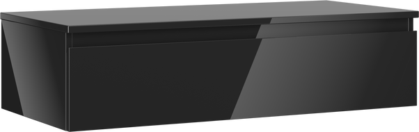 Mexen Orio Badezimmerschrank für Waschbecken 100 cm mit Arbeitsplatte, 1 Schublade, schwarz glänzend - 91A10-10023-1-BFC70