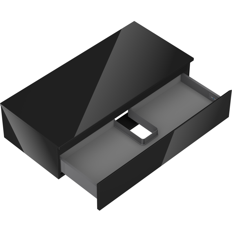 Mexen Orio Badezimmerschrank für Waschbecken 100 cm mit Arbeitsplatte, 1 Schublade, schwarz glänzend - 91A10-10023-1-BFC70