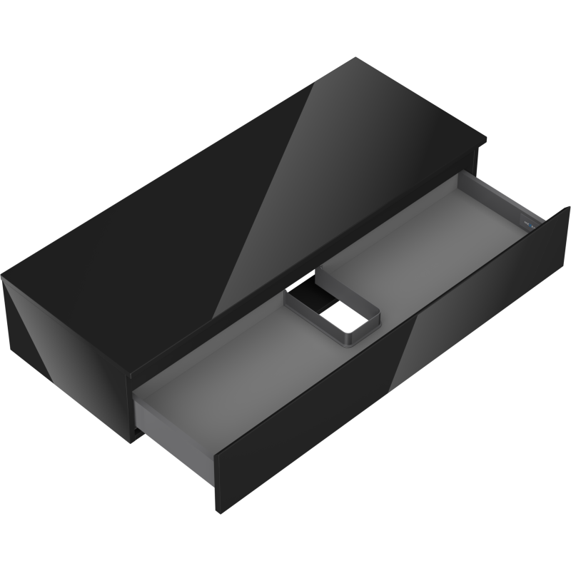 Mexen Orio Badezimmerschrank für Waschbecken 120 cm mit Arbeitsplatte, 1 Schublade, schwarz glänzend - 91A10-12023-1-BFC70