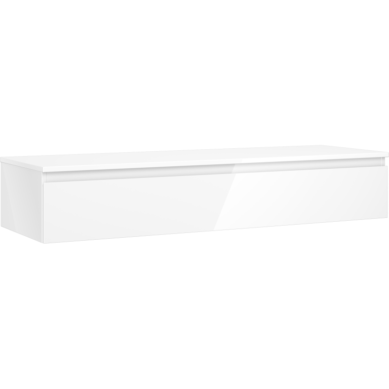 Mexen Orio Badezimmerschrank unter dem Waschbecken 140 cm mit Arbeitsplatte, 1 Schublade, weiß glänzend - 91A10-14023-1-BFC00