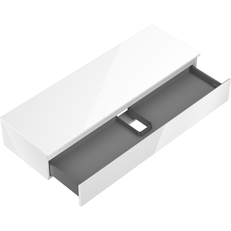 Mexen Orio Badezimmerschrank unter dem Waschbecken 140 cm mit Arbeitsplatte, 1 Schublade, weiß glänzend - 91A10-14023-1-BFC00