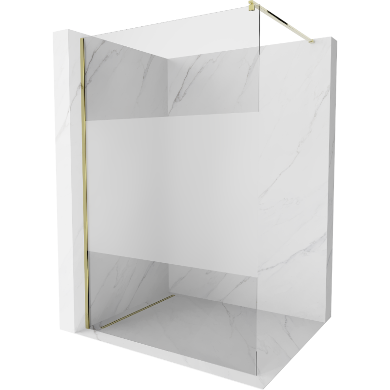 Mexen Kioto Duschwand Walk-in 90 x 200 cm, transparent/matt 8 mm, gold - 800-090-101-50-35