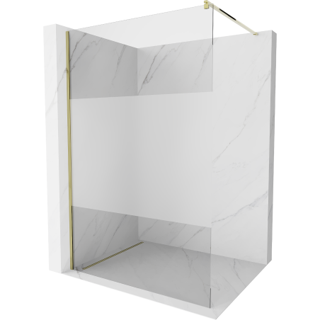 Mexen Kioto Duschabtrennung Walk-in 100 x 200 cm, transparent/satiniert 8 mm, gold - 800-100-101-50-35