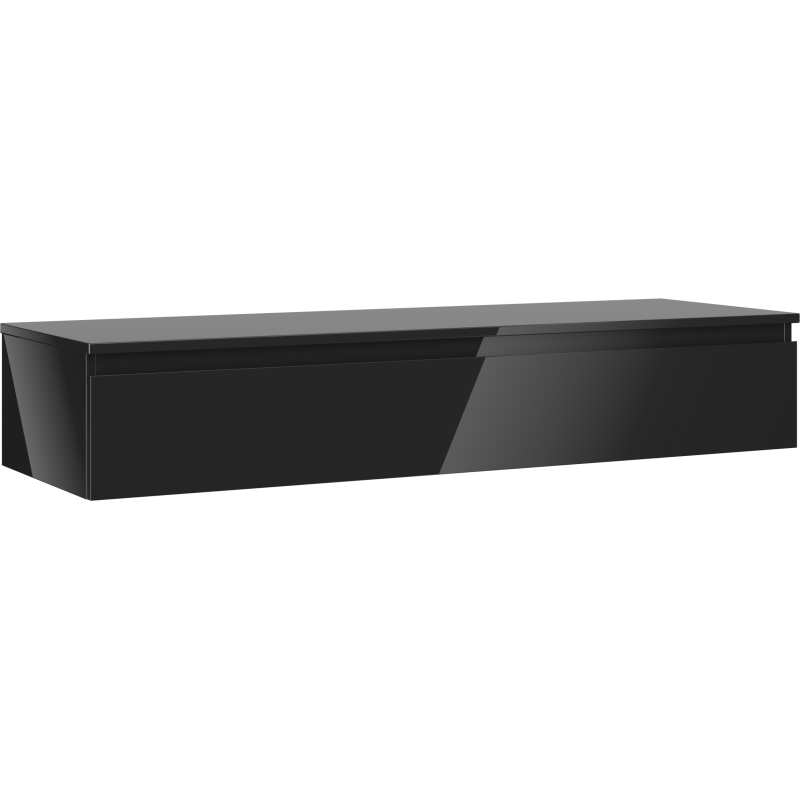 Mexen Orio Badezimmerschrank unter Waschbecken 140 cm mit Arbeitsplatte, 1 Schublade, schwarz glänzend - 91A10-14023-1-BFC70