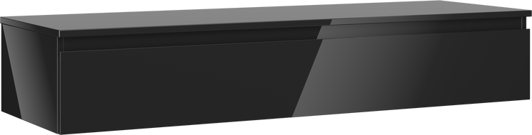 Mexen Orio Badezimmerschrank unter Waschbecken 140 cm mit Arbeitsplatte, 1 Schublade, schwarz glänzend - 91A10-14023-1-BFC70