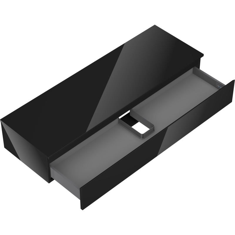 Mexen Orio Badezimmerschrank unter Waschbecken 140 cm mit Arbeitsplatte, 1 Schublade, schwarz glänzend - 91A10-14023-1-BFC70