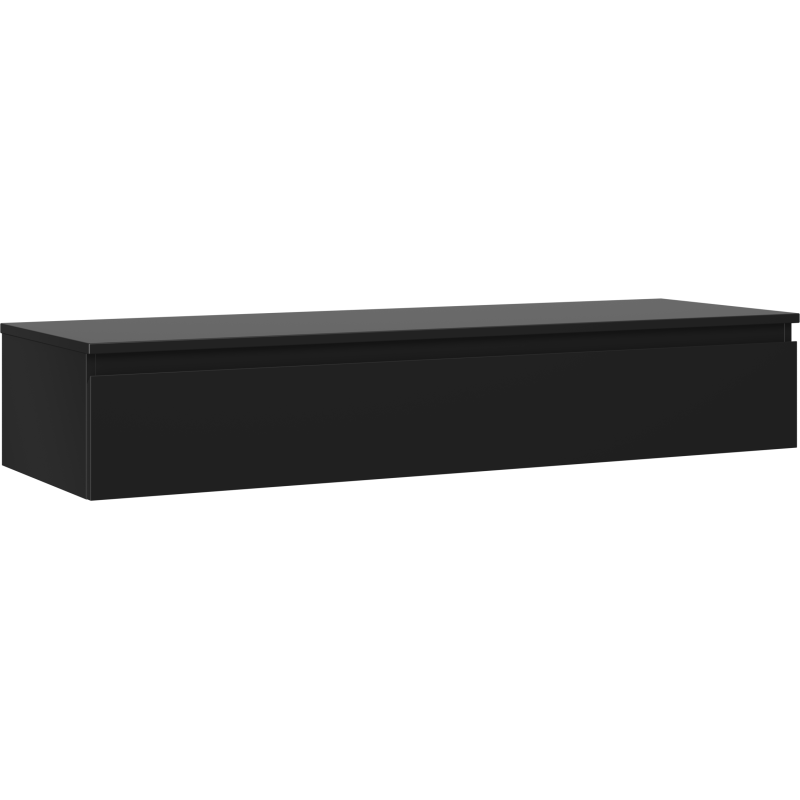 Mexen Orio Badezimmerschrank 140 cm mit Arbeitsplatte, 1 Schublade, Schwarz Matt - 91A10-14023-1-BFC71