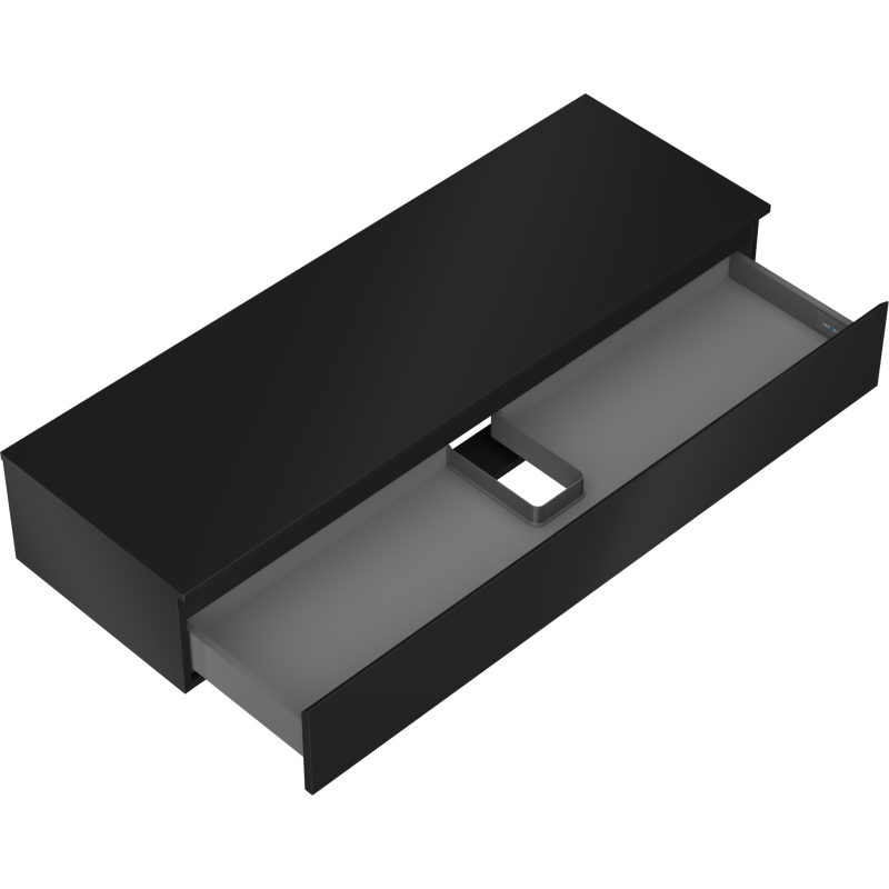 Mexen Orio Badezimmerschrank 140 cm mit Arbeitsplatte, 1 Schublade, Schwarz Matt - 91A10-14023-1-BFC71