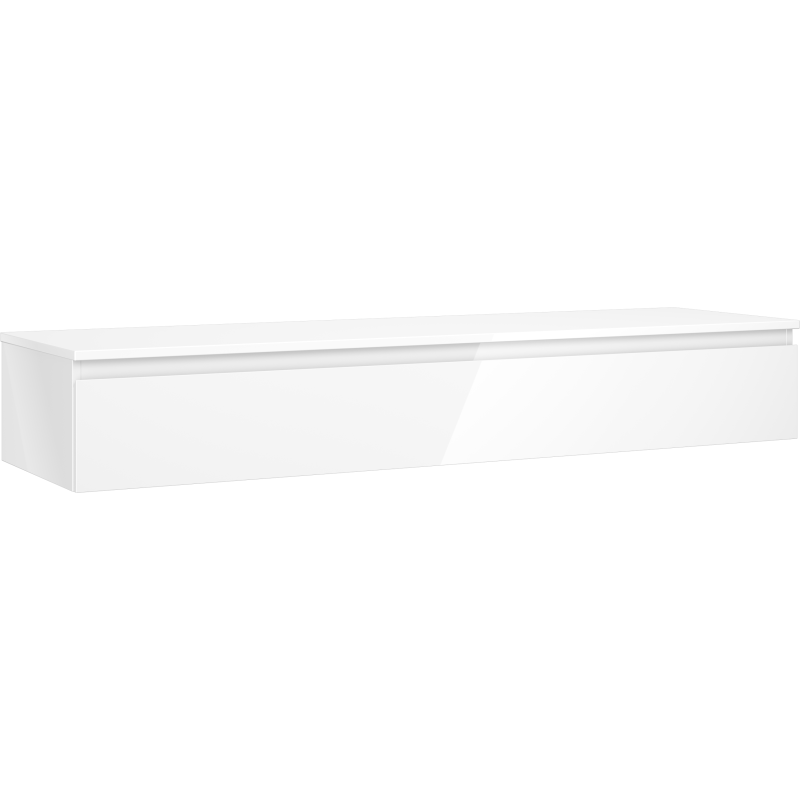 Mexen Orio Badezimmerschrank unter Waschbecken 160 cm mit Platte, 1 Schublade, weiß hochglanz - 91A10-16023-1-BFC00