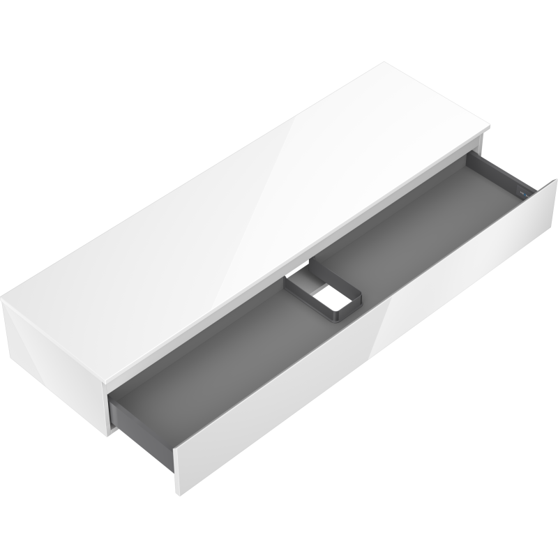 Mexen Orio Badezimmerschrank unter Waschbecken 160 cm mit Platte, 1 Schublade, weiß hochglanz - 91A10-16023-1-BFC00