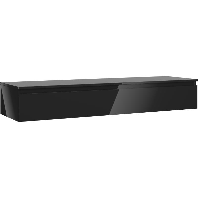 Mexen Orio Badezimmerschrank 160 cm mit Arbeitsplatte, 1 Schublade, schwarz glänzend - 91A10-16023-1-BFC70