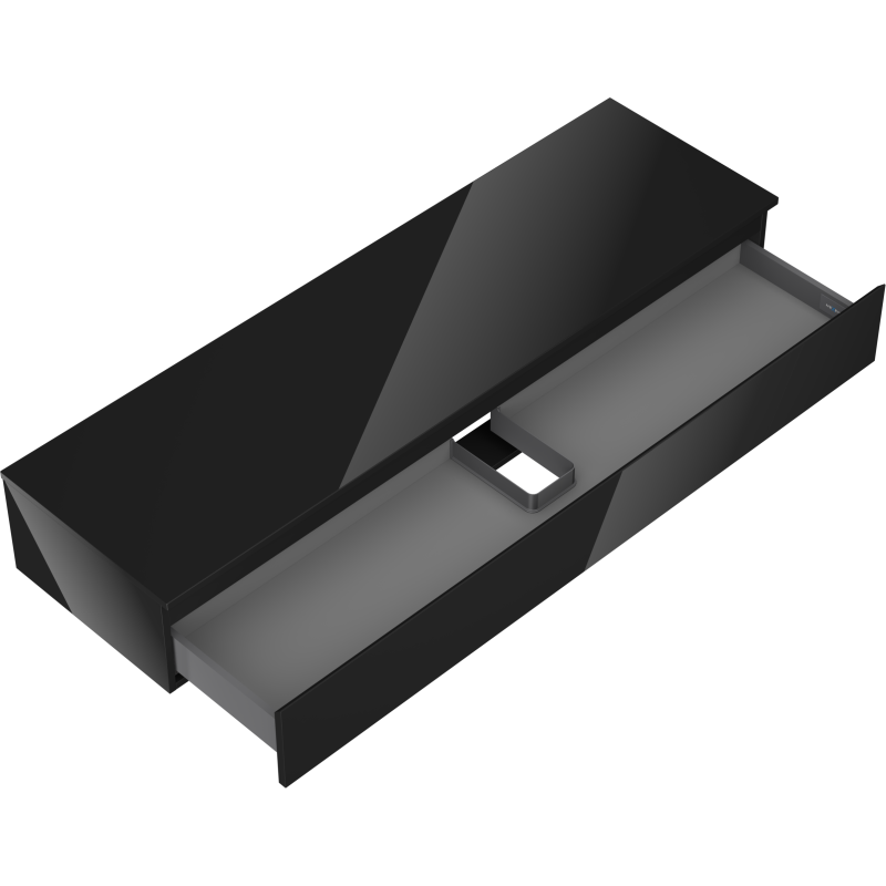 Mexen Orio Badezimmerschrank 160 cm mit Arbeitsplatte, 1 Schublade, schwarz glänzend - 91A10-16023-1-BFC70