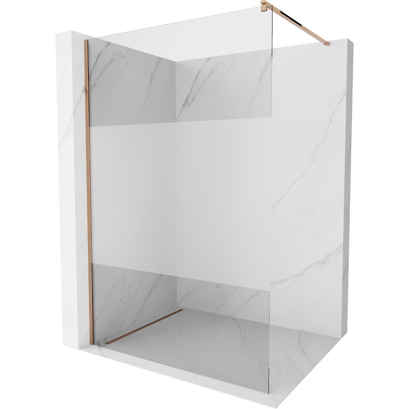 Mexen Kioto Walk-In-Duschwand 120 x 200 cm, transparent/gefroren 8 mm, Roségold - 800-120-101-60-35
