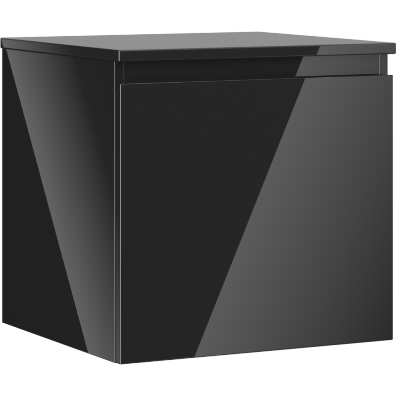 Mexen Orio Badezimmerunterschrank 50 cm mit Platte, 1 Schublade, schwarz glänzend - 91A10-05047-1-BFC70