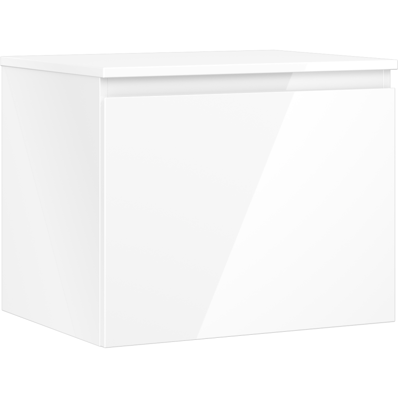 Mexen Orio Badezimmerunterschrank 60 cm mit Arbeitsplatte, 1 Schublade, weiß glänzend - 91A10-06047-1-BFC00