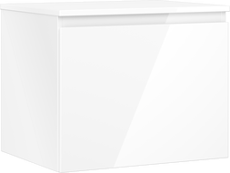 Mexen Orio Badezimmerunterschrank 60 cm mit Arbeitsplatte, 1 Schublade, weiß glänzend - 91A10-06047-1-BFC00