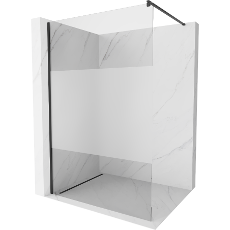 Mexen Kioto Duschwand Walk-in 90 x 200 cm, transparent/Mattglas 8 mm, schwarz - 800-090-101-70-35
