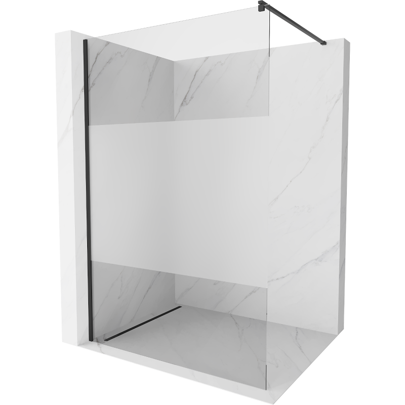 Mexen Kioto Duschwand Walk-in 110 x 200 cm, Transparent/Angeraut 8 mm, Schwarz - 800-110-101-70-35