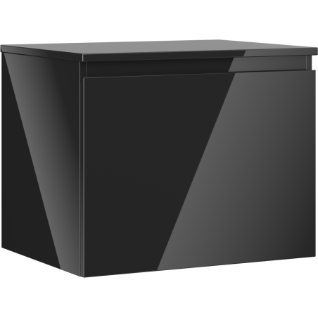 Mexen Orio Badezimmerschrank Unterschrank 60 cm mit Arbeitsplatte, 1 Schublade, Schwarz Hochglanz - 91A10-06047-1-BFC70