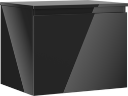 Mexen Orio Badezimmerschrank Unterschrank 60 cm mit Arbeitsplatte, 1 Schublade, Schwarz Hochglanz - 91A10-06047-1-BFC70