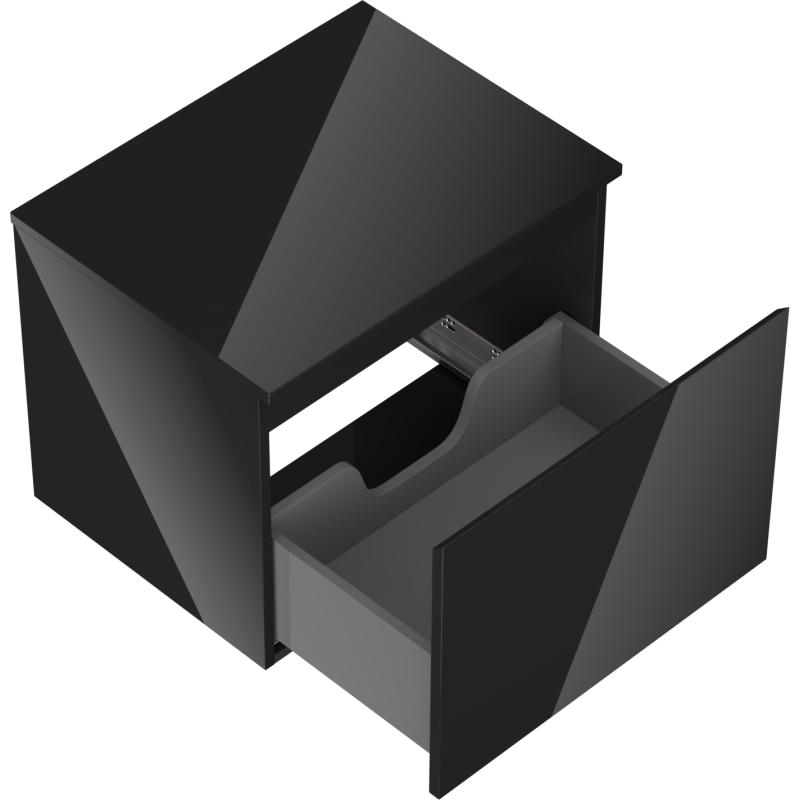 Mexen Orio Badezimmerschrank Unterschrank 60 cm mit Arbeitsplatte, 1 Schublade, Schwarz Hochglanz - 91A10-06047-1-BFC70
