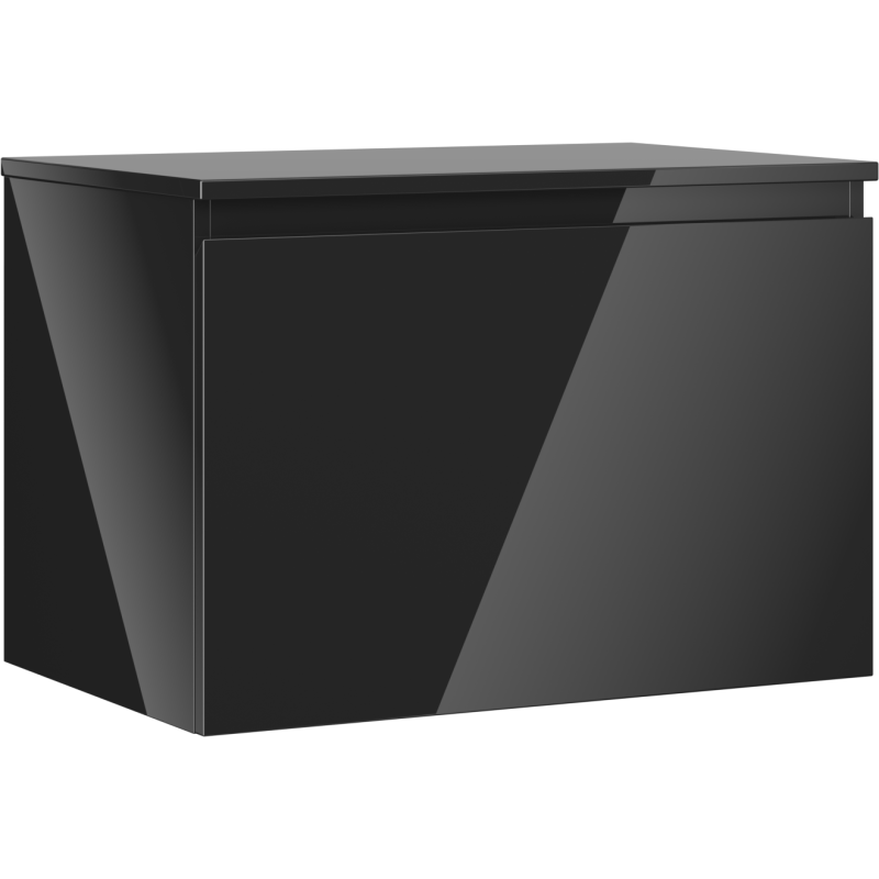Mexen Orio Badezimmerschrank 70 cm mit Arbeitsplatte, 1 Schublade, schwarz glänzend - 91A10-07047-1-BFC70