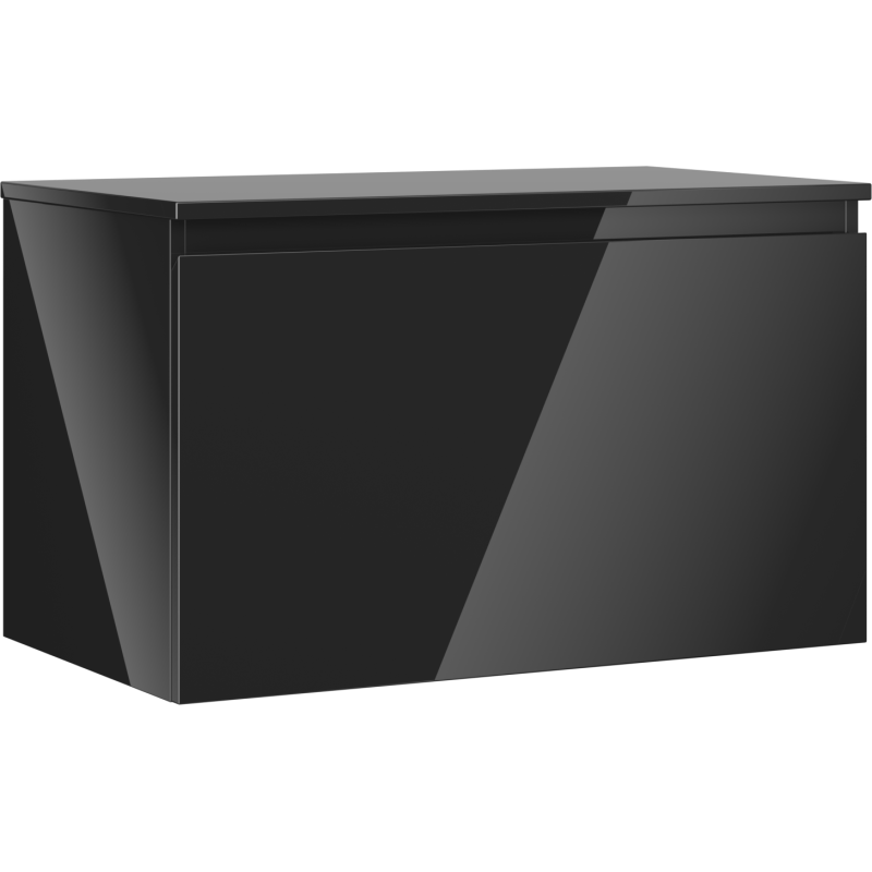 Mexen Orio Badezimmerschrank 80 cm mit Waschtischplatte, 1 Schublade, schwarz glänzend - 91A10-08047-1-BFC70