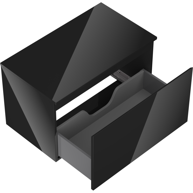 Mexen Orio Badezimmerschrank 80 cm mit Waschtischplatte, 1 Schublade, schwarz glänzend - 91A10-08047-1-BFC70