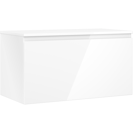 Mexen Orio Badezimmer-Unterschrank 90 cm mit Platte, 1 Schublade, weiß glänzend - 91A10-09047-1-BFC00