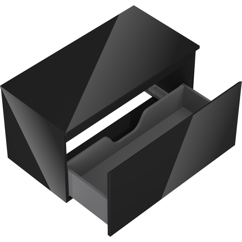 Mexen Orio Badezimmerunterschrank 90 cm mit Arbeitsplatte, 1 Schublade, schwarz glänzend - 91A10-09047-1-BFC70
