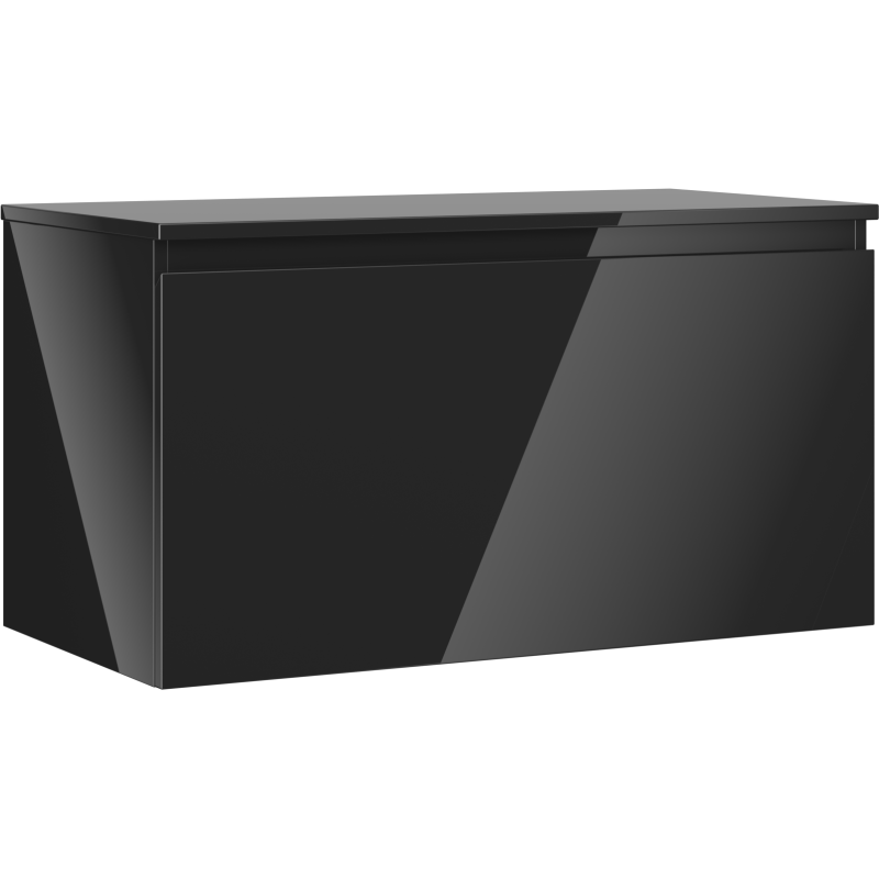 Mexen Orio Badezimmerunterschrank 90 cm mit Arbeitsplatte, 1 Schublade, schwarz glänzend - 91A10-09047-1-BFC70