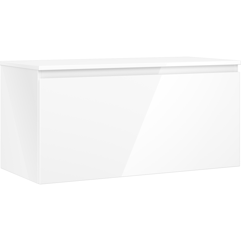 Mexen Orio Badezimmerschrank für Waschbecken 100 cm mit Arbeitsplatte, 1 Schublade, weiß glänzend - 91A10-10047-1-BFC00
