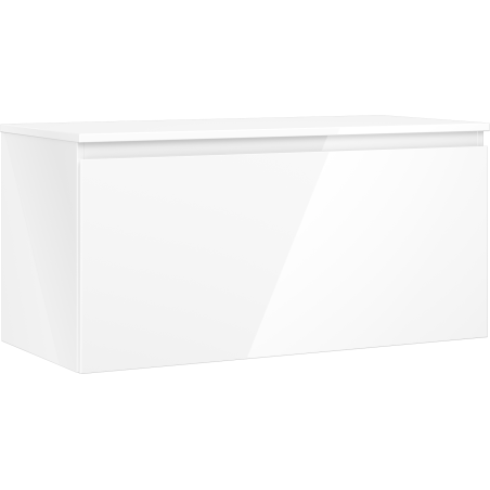 Mexen Orio Badezimmerschrank für Waschbecken 100 cm mit Arbeitsplatte, 1 Schublade, weiß glänzend - 91A10-10047-1-BFC00