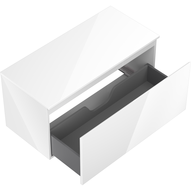 Mexen Orio Badezimmerschrank für Waschbecken 100 cm mit Arbeitsplatte, 1 Schublade, weiß glänzend - 91A10-10047-1-BFC00