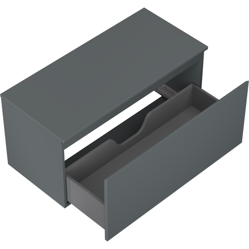 Mexen Orio Badezimmerschrank 100 cm mit Arbeitsplatte, 1 Schublade, Graphit matt - 91A10-10047-1-BFC66