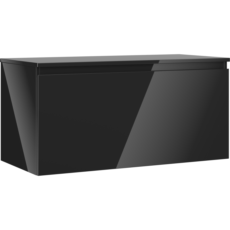 Mexen Orio Badezimmerschrank unter dem Waschbecken 100 cm mit Arbeitsplatte, 1 Schublade, schwarzer Glanz - 91A10-10047-1-BFC70