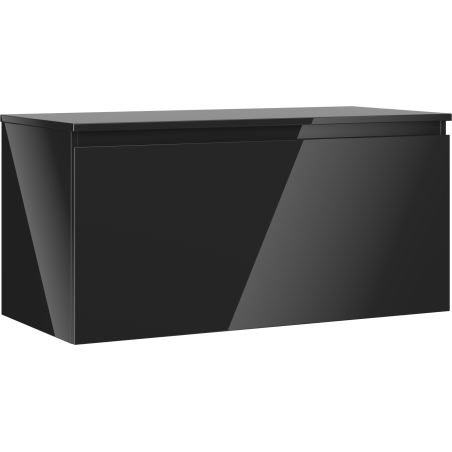 Mexen Orio Badezimmerschrank unter dem Waschbecken 100 cm mit Arbeitsplatte, 1 Schublade, schwarzer Glanz - 91A10-10047-1-BFC70