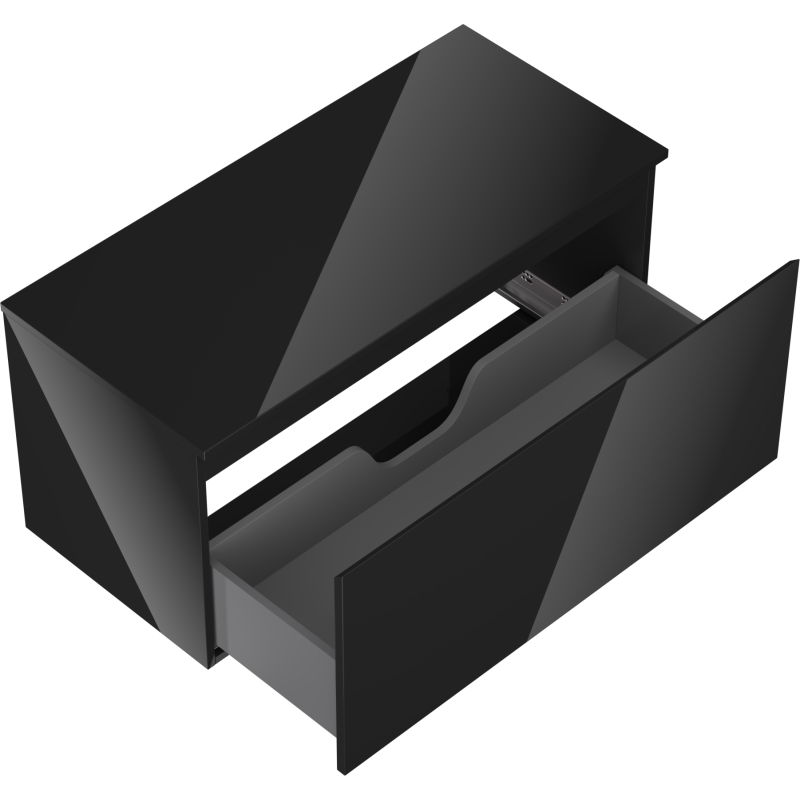 Mexen Orio Badezimmerschrank unter dem Waschbecken 100 cm mit Arbeitsplatte, 1 Schublade, schwarzer Glanz - 91A10-10047-1-BFC70