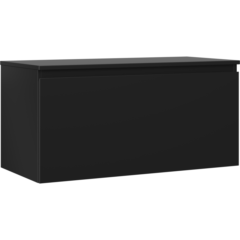 Mexen Orio Badezimmerschrank mit Waschtisch 100 cm mit Arbeitsplatte, 1 Schublade, Schwarz Matt - 91A10-10047-1-BFC71