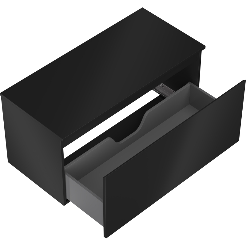 Mexen Orio Badezimmerschrank mit Waschtisch 100 cm mit Arbeitsplatte, 1 Schublade, Schwarz Matt - 91A10-10047-1-BFC71