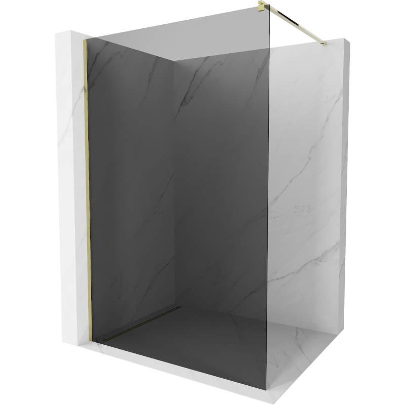 Mexen Kioto Duschwand Walk-in 100 x 200 cm, grafit 8 mm, gold - 800-100-101-50-40