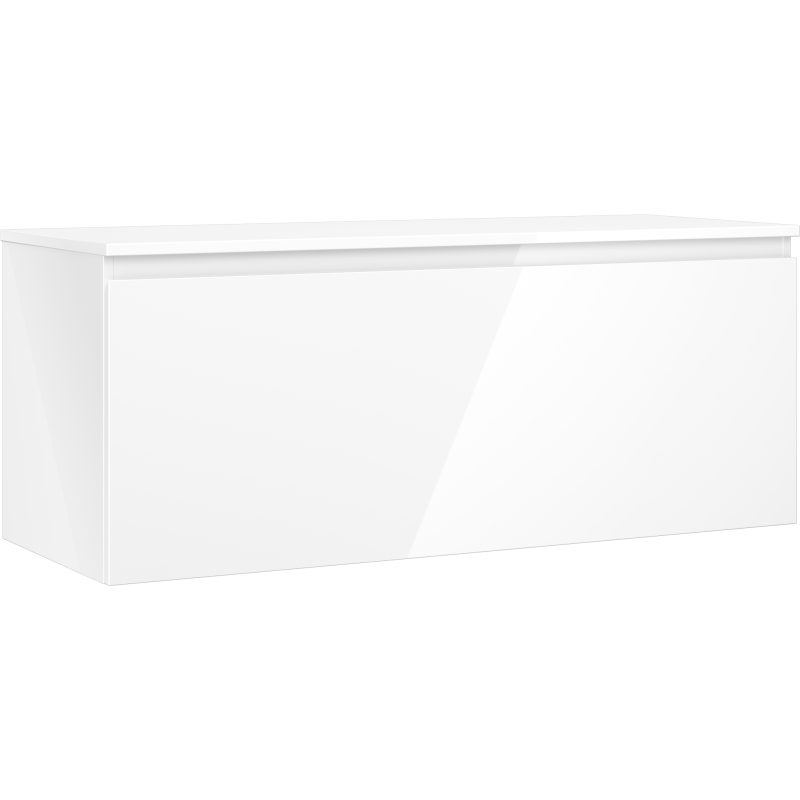 Mexen Orio Badezimmerunterschrank 120 cm mit Platte, 1 Schublade, weiß glänzend - 91A10-12047-1-BFC00