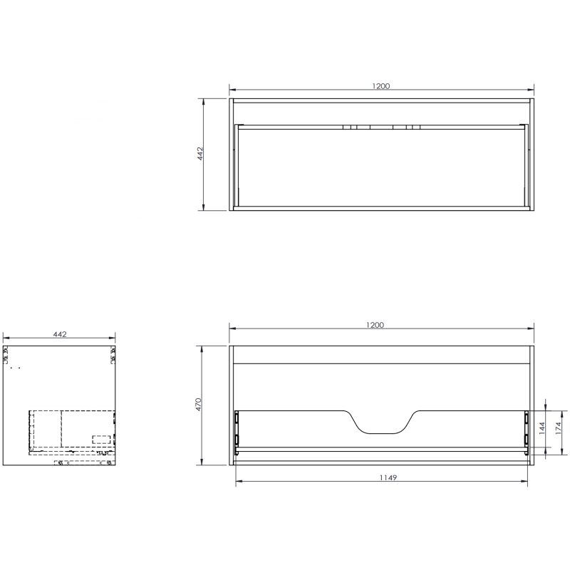 Mexen Orio Badezimmerschrank für Waschtisch 120 cm mit Arbeitsplatte, 1 Schublade, matt Graphit - 91A10-12047-1-BFC66