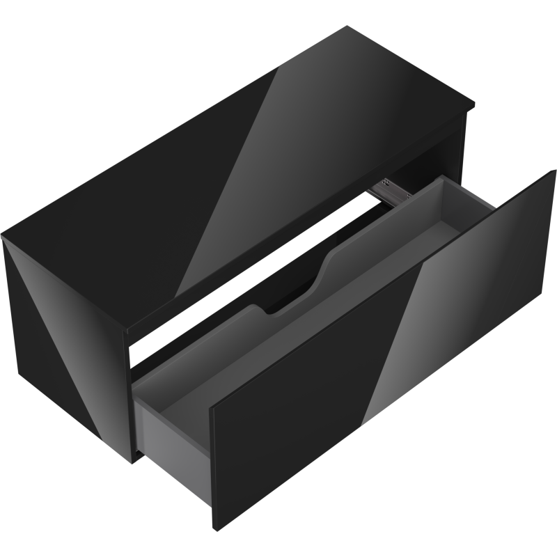 Mexen Orio Badezimmerschrank für Waschbecken 120 cm mit Arbeitsplatte, 1 Schublade, schwarz glänzend - 91A10-12047-1-BFC70