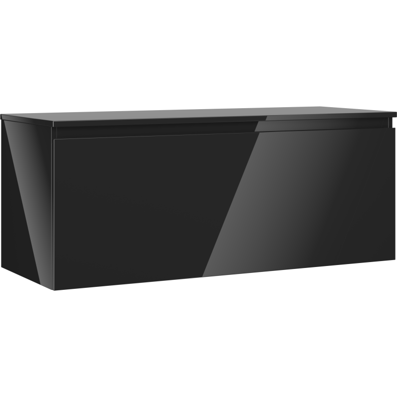 Mexen Orio Badezimmerschrank für Waschbecken 120 cm mit Arbeitsplatte, 1 Schublade, schwarz glänzend - 91A10-12047-1-BFC70