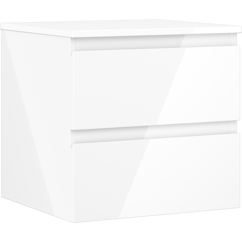 Mexen Orio Badezimmerschrank 50 cm mit Waschtisch, 2 Schubladen, weißer Glanz - 91A10-05047-2-BFFC00