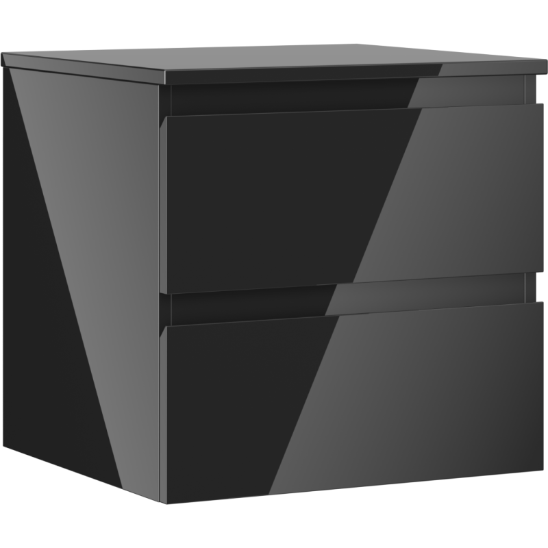 Mexen Orio Badezimmerschrank 50 cm mit Arbeitsplatte, 2 Schubladen, schwarz glänzend - 91A10-05047-2-BFFC70